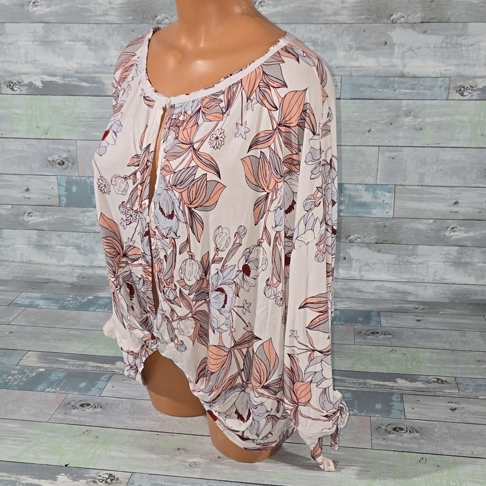 Free People Floral BoHo Blouse/Shirt/Top sz Medium - Picture 3 of 6